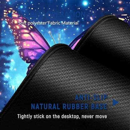 Large Mouse Pad + Keyboard Wrist Rest Set, Extended Gaming Mousepad (31.5X11.8 inch) with Non-Slip Rubber, Ergonomics Memory Foam Mouse Wrist Rest Support, Beautiful Butterfly XXL Desk Pad - color: Yu-Mouse Pad-3-B47