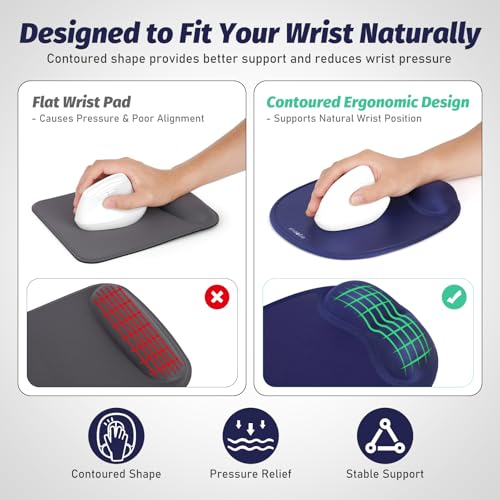 Ergonomic Mouse Pad for Vertical Mouse, Memory Foam (Midnight Blue) - color: Midnight Blue