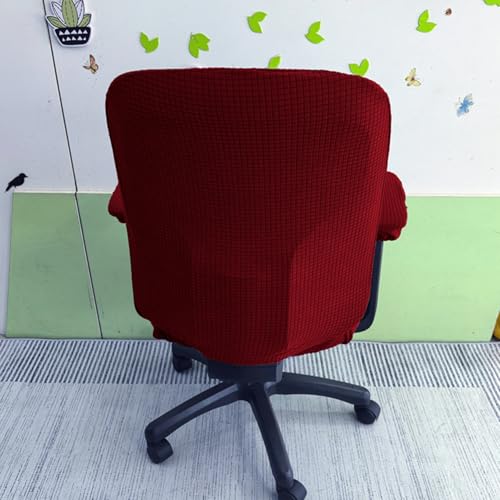 HAPPYDOG 4 Pcs Office Chair Covers Set Stretchable Protective Rotating Computer Chair Seat Covers with Armrest Covers (Red) - color: Red