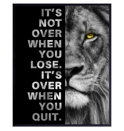 YELLOWBIRD ART & DESIGN Motivational Wall Art & Decor - Positive Quotes - Motivational poster - Office Wall Art - Lion Wall Decor Inspiration Motivation Man cave Gym Wall Decor for Men - size: 8"L x 10"W, style: Unframed