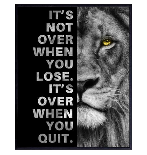 YELLOWBIRD ART & DESIGN Motivational Wall Art & Decor - Positive Quotes - Motivational poster - Office Wall Art - Lion Wall Decor Inspiration Motivation Man cave Gym Wall Decor for Men - size: 8"L x 10"W, style: Unframed
