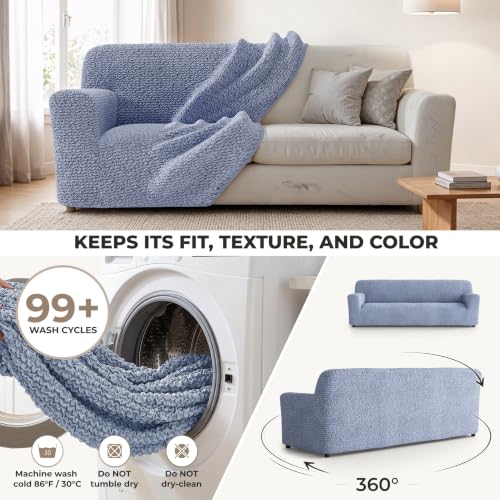 Premium Stretch Couch Covers for Sofa - Sofa Chair Cover Washable, Dogs & Pets Friendly - Elastic Polyester Loveseat Slipcovers - Non-Slip Love Seat Couch Covers - Blue (86"-120" Wide) - color: Blue, size: 86"-120" Wide
