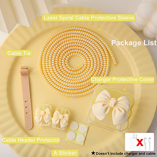 Compatible with iPhone 18W/20W USB-C Charger Cover Cute 3D Bow Tie Design Clear Soft Charger Protector Kawaii Cable Saver for iPhone 11 12 13 14 Pro Max Fast Power Adapter, Beige 2 (5in1) - color: Beige 2 (5 in 1)
