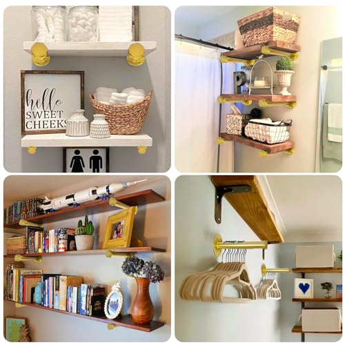 Pintuson 6 Pcs Industrial Pipe Clothes Bar 12 Inch - Wall Mount Clothing Rack - Face Out Closet Rods for Hanging Clothes Commercial Retail Boutique Laundry Shirt Display - Golden - color: Golden 12" Clothes Rack