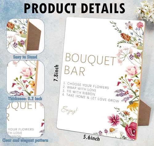 Bouquet Bar Sign, Wedding Signs for Ceremony and Reception, Floral Bridal Shower Decorations, Wooden Wedding Signage, Bridal Shower Decor, Bouquet Bar Supplies for Engagement Anniversary, 05 - color: Bouquet Bar Sign, 05