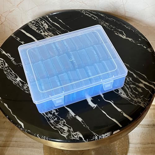 Bead Organizer Box-Blue Plastic Box 31 Pcs Storage Plastic Cases Mini Clear Bead Storage Containers Boxes with Hinged Lid and Rectangle Bracelet Making DIY Jewelry Craft Nail - color: Blue