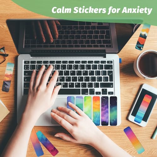 72 Pieces Anxiety Sensory Stickers with Storage Box - Sensory Stickers for ADHD - 2 Textured Surface Adhesives - Sensory Strips for Office & Classroom Desk Relieve Adult & Teen Stress - style: A-Unique Style