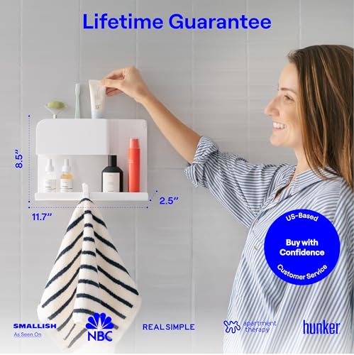 WallShelfie Bedside Wall Organizer & Dorm Decor - Dorm Room Essential, Floating Bedside Shelf Wall Mount Organizer, Remote Control Holder, Cool Teen Girls Trendy Stuff, Room Organization (White) - color: White