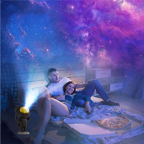 SFOUR Astronaut Galaxy Projector Night Light，Lights for Bedroom,Kids Room Decor Aesthetic, Adjustable Head Angle,Gift for Kids Adults Home Party Ceiling Decor，Christmas Gift - color: Black