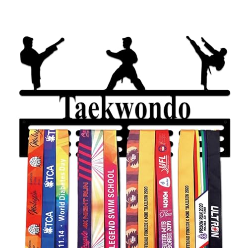 Resama Medal Hanger Holder Display Wall Rack Frame Shelf-Medal Hanger Awards Ribbon Soccer,Gymnastics,Holder Display Rack for 60 Medals - color: Taekwondo