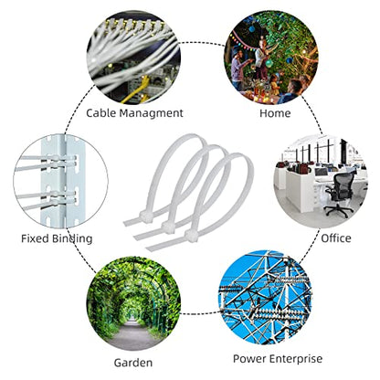 Long White Zip Ties 36 inch Heavy Duty, Premium Large Zip Ties 36 inch Cable Ties with 175 lbs Thick Zipties for HVAC Outdoor use, 12 PCS - color: White