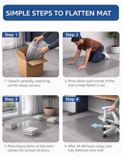 Chair Mat for Carpet, YOOMAYA 46" x 60" Office Chair Mat for Carpeted Floors, Easy Gliding Under Desk Carpet Protector, Slip Resistant Heavy Duty Plastic Floor Mat for Home, Gaming, Study Room (Clear)