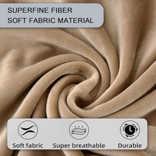 Velvet Armrest Covers for Chairs and Sofas Soft Stretch Couch Arm Cover Set of 2 Non Slip Sofa Armrest Slipcover Furniture Protector for Sofa, Couch, Armchair, Recliner, Khaki - color: Khaki