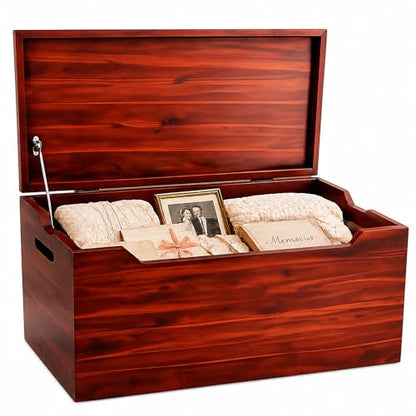 Hope Chest for Family Keepsake & Memory Storage, Fully Assembled, Mahogany - color: Keepsake Chest - Mahogany