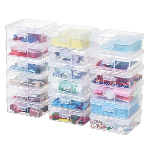 18 Pack Small Plastic Hobby Art Craft Organizer, Clear Plastic Storage Containers with Latching Lid, for Pencil Box, Lego, Crayon - size: Small - 18 Pack