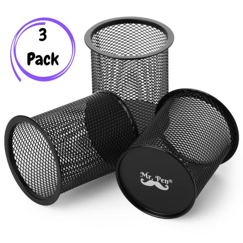 Mr. Pen- Mesh Pen Holder, 3pcs, Pen Holder, Pencil Cup Holder | Black Pen Holder, Pen Cups, Metal Pencil Holder, Black Mesh Pencil Holder, Pen Holder for Desk, Pen Organizer for Desk