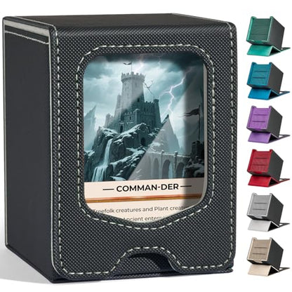Fabmaker Deck Box Compatible with MTG Commander, (patent Pending) Magnetic Trading Card Storage Box with Comman-der, Fits 100 Double-Sleeved Cards, Card Box Compatible with Magic the Gathering, Grey - color: Grey, size: 1 pack