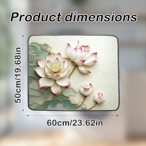 Nuxovilar Golden Lotus Dryer Cover for the Top, Non-slip Washer & Dryer Protector, 23.62"x19.68" Dust-proof Washing Machine Mat, Diatom Mud Polyester Top Pad for Laundry Room - color: YMi00509
