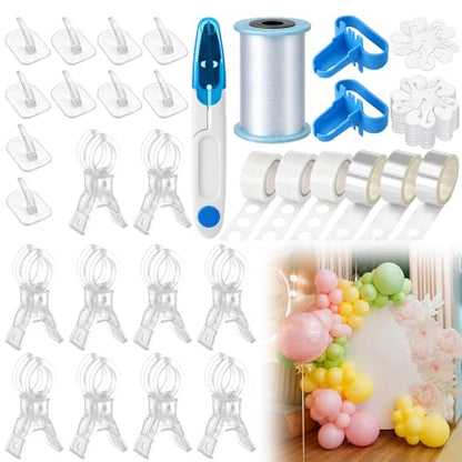 Vicenpal Balloon Arch Decor Kit with Tools for Creating Garland Backdrops Includes Balloon Arch Clips, Fishing Line, Strips, Adhesive Glue, Hooks Accessories for Birthday Wedding Baby Shower Party