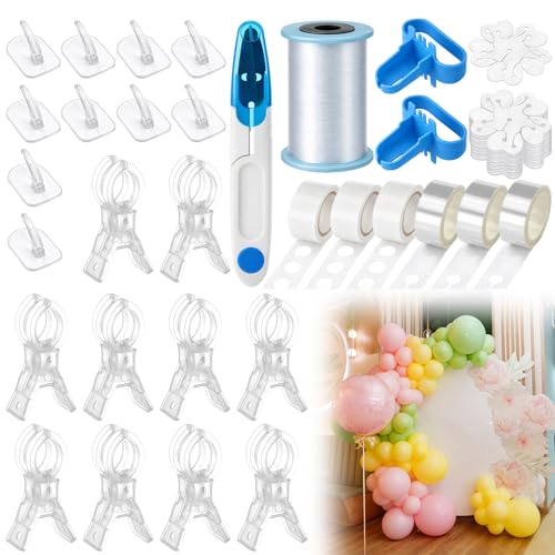 Vicenpal Balloon Arch Decor Kit with Tools for Creating Garland Backdrops Includes Balloon Arch Clips, Fishing Line, Strips, Adhesive Glue, Hooks Accessories for Birthday Wedding Baby Shower Party