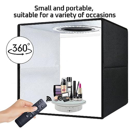 JAYEGT 3 in 1 Rotating Display Stand with 5.74/7.08/8.66 inch Replacement Mirror Cover，22lbs Load , 360 Degree Electronic Turntable for Photography Products Display (Mirror/3 in1 / White/ Remote Control) - color: White