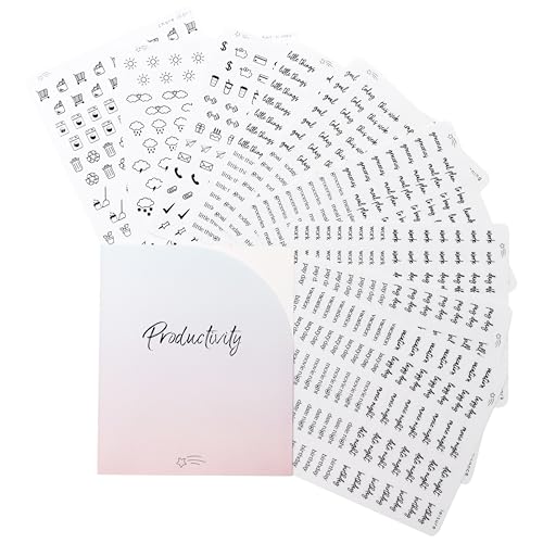Clear Black Foil Planner Stickers, Productivity, Functional, Icons, Words, Easy-to-Read, Over 600 Stickers, Folder Included, Organize, Aesthetic, Minimal - Midnight - color: Midnight