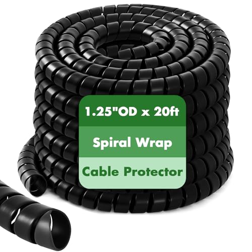 1 Pcs Spiral Wrap Cable Protector, Safe 1.25" Od X 20' Pre Cut Lengths Hydraulic Hose Protector Wrap to Avoid Wear and Extend Life for Hydraulic Pneumatic Hoses (Black) - color: Black, size: 1.25" Od X 20'
