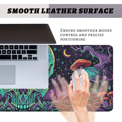 Psychedelic Skull Gaming Mouse Pad Neon Trippy Art Large Desk Mat Extended Large Laptop Keyboard Non-Slip Rubber Base with Stitched Edges for Home Office Computer Keyboard Laptop 31.5"x11.8" - color: Psychedelic Skull