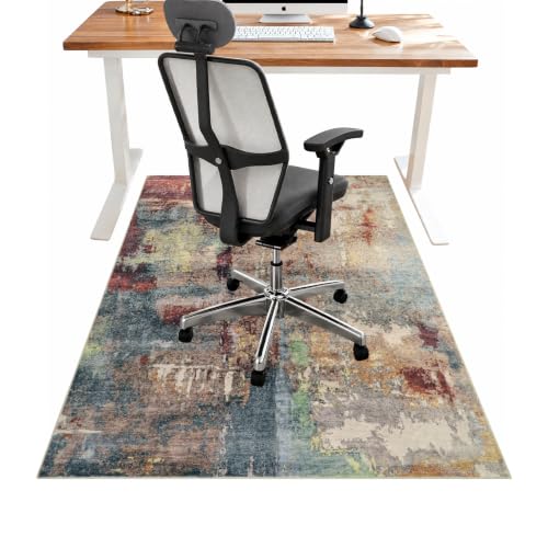 Anidaroel Office Chair Mat for Hardwood Floor, 36"x48" Under Desk Chair Rug for Rolling Chair, Anti-Slip Computer Chair Mat, Low Pile Carpets Floor Rug for Home Office Gaming Room - color: Modern Abstract, size: 36"x48"