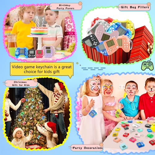 24 Pack Video Game Keychains Video Game Party Favors Mini MultiColors Gamepad Keychain Bulk for Kids Birthday Party Supplies Goodies Bags Stuffer