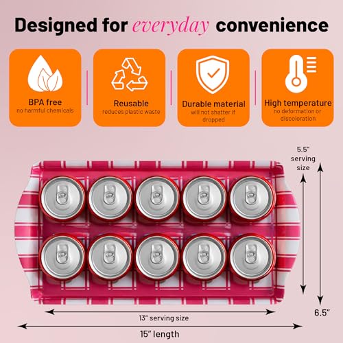 Sprinkles & Confetti Melamine Serving Tray Pink Plaid - Reusable Lightweight Serving Platter for Charcuterie, Appetizers & Desserts - Durable BPA-Free - for Pink Birthdays and Summer Parties - color: Pink Plaid