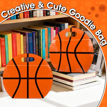AKAIXI 24pcs 3.5Mil Thickened Basketball Snack Bags Reusable Sealed Bags | with Handle Stand-up Basketball Goodie Bags for Team Practice/Game Day Supplies, Gifts for Football Lovers Players Coache - color: Basketball