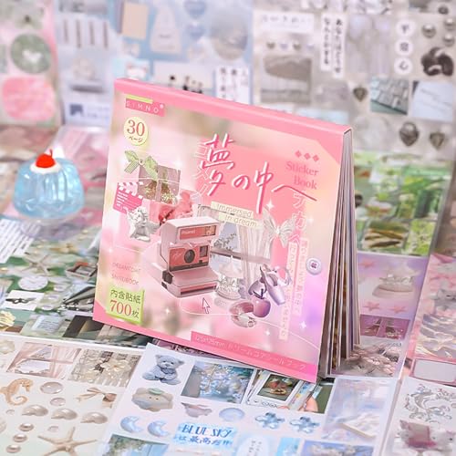 Dreamcore Japanese Sticker Book: 700+ Die-Cut Glossy & Matte Stickers - 30 Sheets for Journaling, Scrapbooking, Planners, Junk Journals-Prayer Board Supplies-Vision Board Supplies - color: Dream Within a Dream