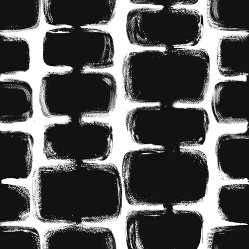 Safiyya 17.3"x393" Peel and Stick Wallpaper Black and White Contact Paper Mid Century Modern Abstract Geometric Wall Paper Self Adhesive Removable Wallpaper for Bathroom and Bedroom Vinyl - color: Black/White, size: 17.3" x 393"