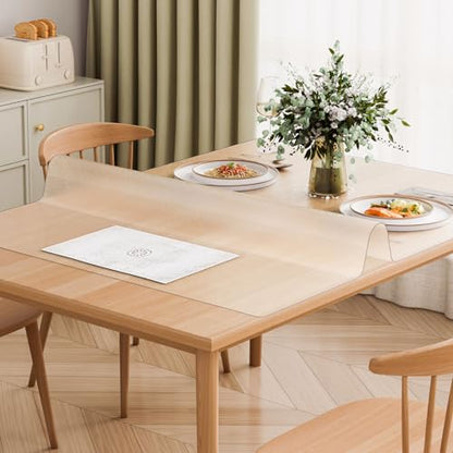 VEVOR Plastic Table Cover, 42 x 60 Inch 1.5 mm Thick Frosted Rectangle PVC Desk Mat Protector, Waterproof & Easy Cleaning Pad Tablecloth, for Office, Dresser, Dining Room, Night Stand - size: 60" x 42" (Rectangular)