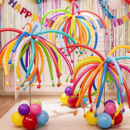 160 Pcs Colorful Balloon Column Stand Kit, 3 Sets Balloon Tower Displays for Birthday, Wedding, Graduation, Bachelor Party Celebration Decorations Supplies