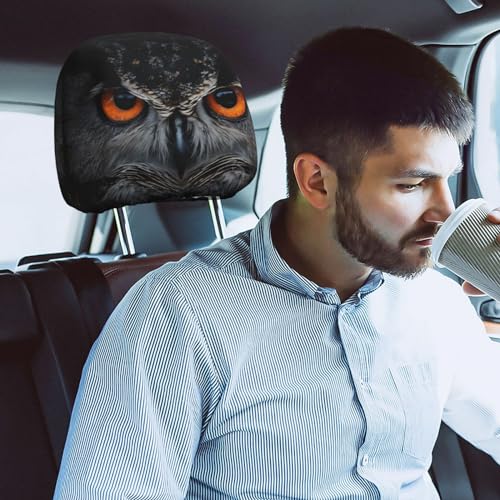 Dujiea 2 Pack Owl Car Headrest Covers, Universal Soft Car Seat Head Rest Cover Protector, Vehicle Accessories Fabric Headrest Cover for Cars Vans Trucks - color: Owl