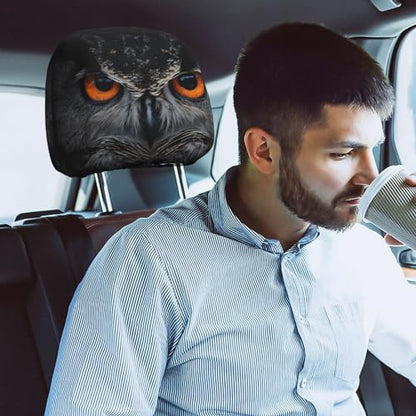 Dujiea 2 Pack Owl Car Headrest Covers, Universal Soft Car Seat Head Rest Cover Protector, Vehicle Accessories Fabric Headrest Cover for Cars Vans Trucks - color: Owl