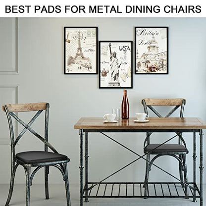 BUYUE 14" Metal Chair Cushions with Magnetic Set of 4, Luxury PU Leather Waterproof Anti-Slip Seat Pads for Kitchen Cafe Dining Bistro Stackable Chairs (U-Shape, Black, 4) - color: Black, style: U-shape-4 Pcs