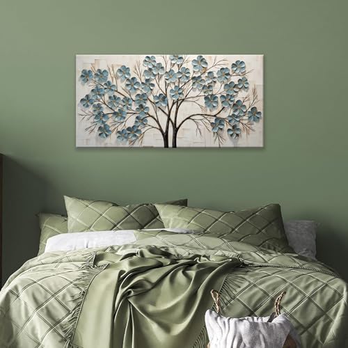 YISXINOAG Flower Wall Decor Modern Canvas Art Wall Decor Tree of Life Wall Art Modern Floral Painting Blossom Pictures for Bathroom,Dining Room Ready to Hang Canvs Wall Decorations Size 20"X40" - color: grey green, size: 40"L x 20"W