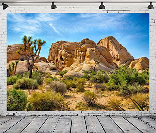 BELECO 10x8ft Fabric Desert Backdrop Joshua Tree National Park Photography Backdrop Odd Trees Rocky Mountains Natural Scenery Holiday Background Hiking Camping Pictures Home Decor Photo Studio Props - size: 10x8FT