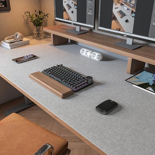 Large Felt Desk Mat,47.2"x 23.6",Non-Slip Desk Pad for Office and Home,120x60cm Full Table Mouse Pad,Keyboard Mats for Desk,Desktop Protection(Light Gray) - color: Light Gray, size: 47.2" x 23.6"