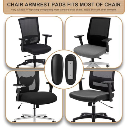 Podoy Office Chair Armrest Pads Replacement Fits Univeral Desk Chair Arms with Mounting Hole Patterns Screws, Desk Armrest Cover 4" x 10" (Pack of 2)