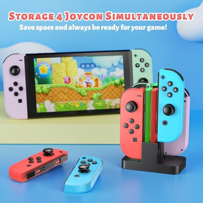 FastSnail Charging Dock Compatible with Nintendo Switch for Joy Con & OLED Model Controller with Lamppost LED Indication, Charger Stand Station with Charging Cable - color: Black, size: 6.2/7.0 inch