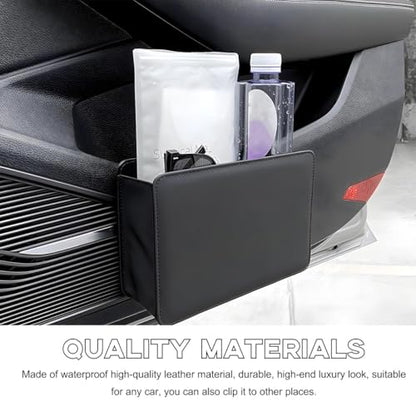 Yourkar Car Trash Can, Foldable Waterproof Leather Car Garbage Organizer Holder, Automotive Mini Dustbin Container with One Roll Trash Bag, Universal Interior Car Accessories (Dark Brown) - color: Dark Brown, S