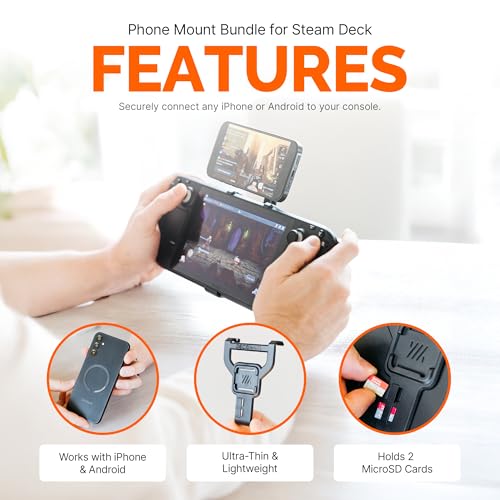 Mechanism Phone Mount Console Bundle for Steam Deck | Easily Connect Any iPhone or Android Using Our Phone Mount | Case Friendly Steam Deck Accessories | Deckmate