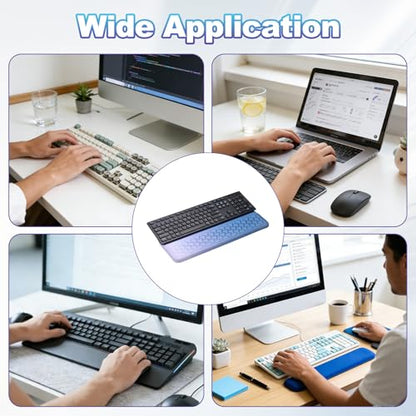 PATIKIL Computer Keyboard Stand with Wrist Rest, Computer Wrist Support Pad, Keyboard Stand Riser Holder Pad for Office Desk Gaming Home, Blue and Silver - color: Blue and Silver