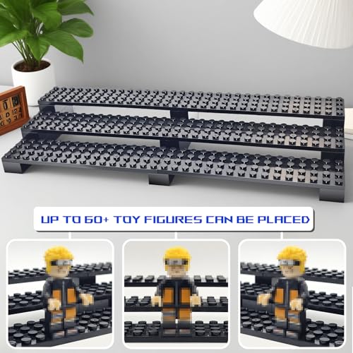 Minifigures Display Stand Buiding Blocks, Display Shelves, Compatible with Lego, 3 Tier Mini Figure Case, Display Stand for Organizing Your Minifigure Collection - color: Black