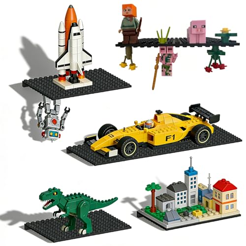 TERDEWE 6 Pack Floating Shelves Wall Organizer for Lego Building Bricks,16x13 Studs for Display and Protect Completed Legos Projects, Dual-Sided Display Shelves for Room Decor,Black - color: Black