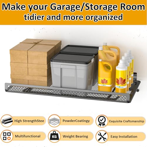 BABKAS 4 Pack Garage Wall Shelving,16.5" x 12.2" Garage Shelving Wall Mounted for Garage, Office,Laundry Room,Basement,Closet and Kitchen, Holds Up to 320 Lbs